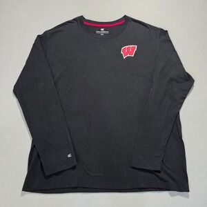 Colosseum Wisconsin Badgers Long Sleeve T Shirt Mens XXL Black W NCAA Football